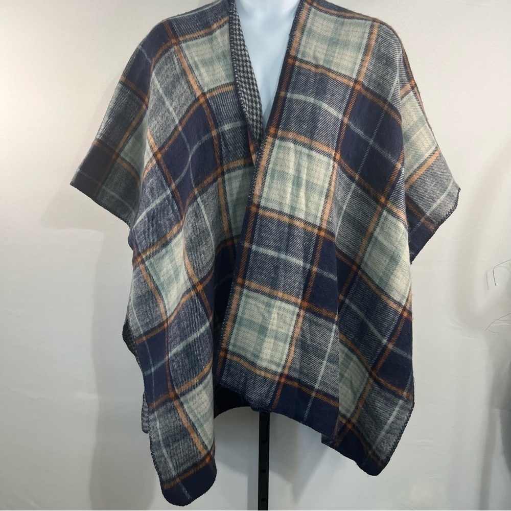 Blanket scarf in plaid and herringbone one size fits all poncho